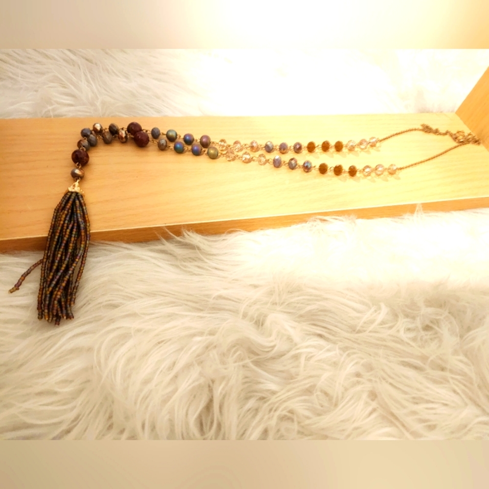 Boutique Multicolor Beaded Tassel Necklace